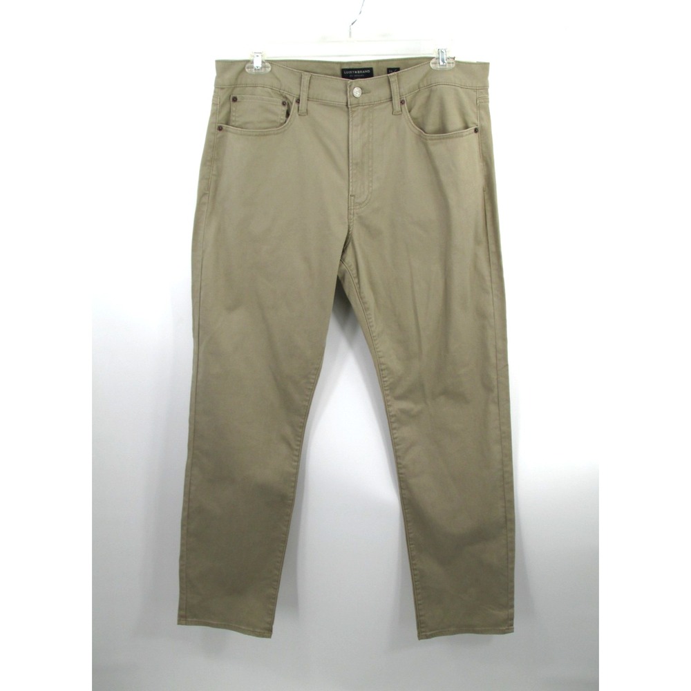 Lucky Brand 121 Slim Straight Chino Beige Tan Pants Men 36x32 7MP10009 Mid Rise